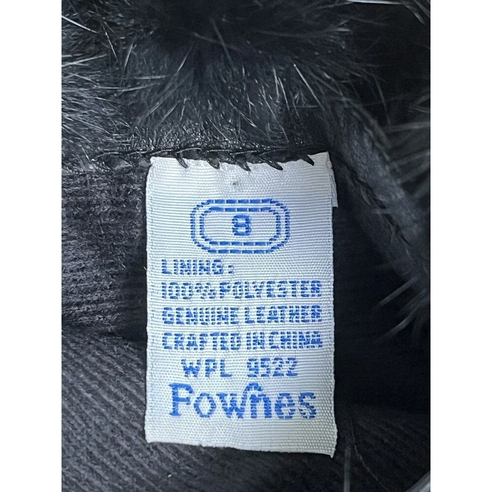 VTG Fownes Sz 8 Black Leather Gloves Unique 5 Fur Pom Cuffs WPL 9522 Luxury